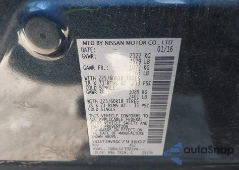 2016 Nissan Rogue S from USA, damaged, VIN 5N1AT2MV9GC793607